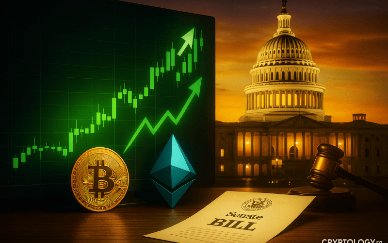 Bitcoin și Ethereum înregistrează creșteri majore după avansarea proiectului de lege în Senatul american