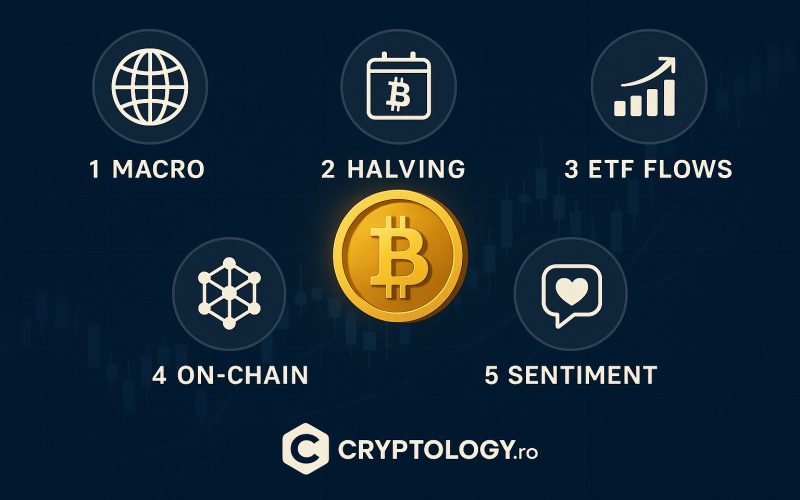 Cele cinci semnale care mișcă prețul Bitcoin și ce înseamnă asta pentru portofoliul tău