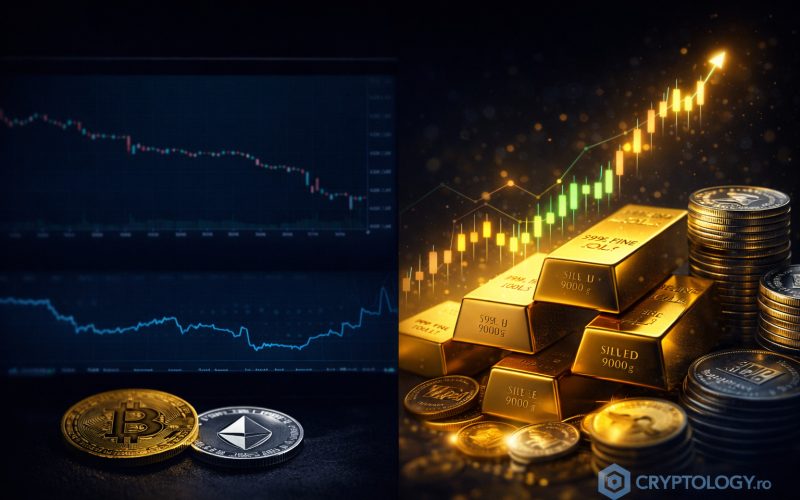 Crypto stagnează, aurul și argintul sar la recorduri