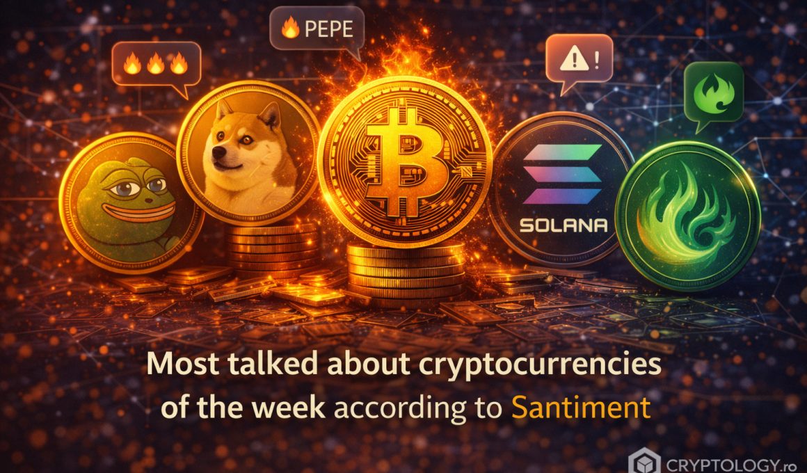 Criptomonedele care au dominat conversațiile ultimei săptămâni conform datelor Santiment