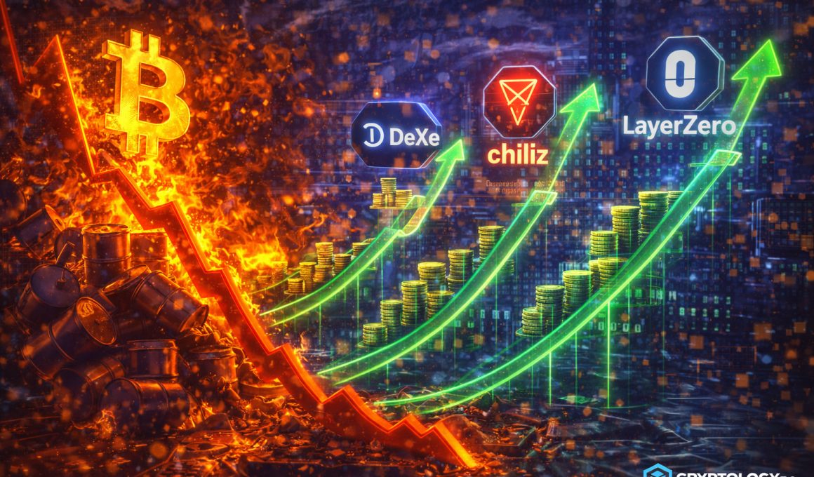 DeXe, Chiliz și LayerZero cresc în ciuda presiunii asupra Bitcoin, tras în jos de explozia petrolului
