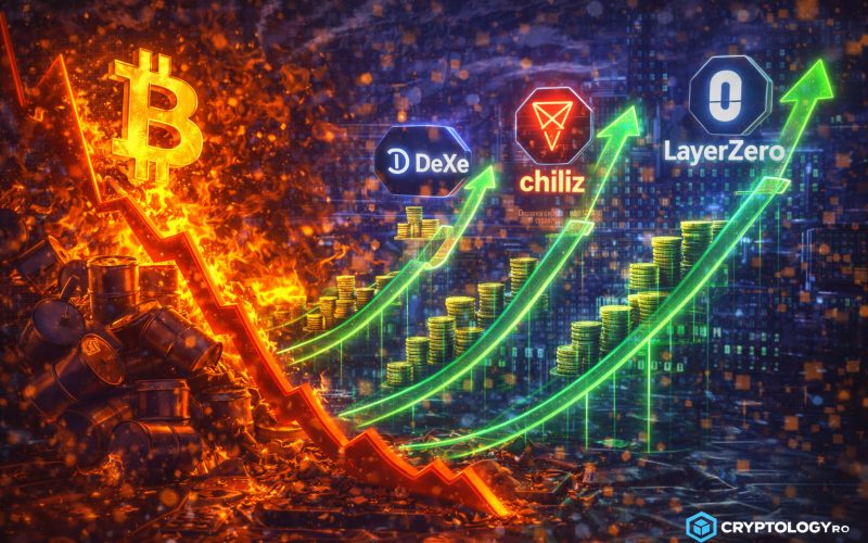 DeXe, Chiliz și LayerZero cresc în ciuda presiunii asupra Bitcoin, tras în jos de explozia petrolului