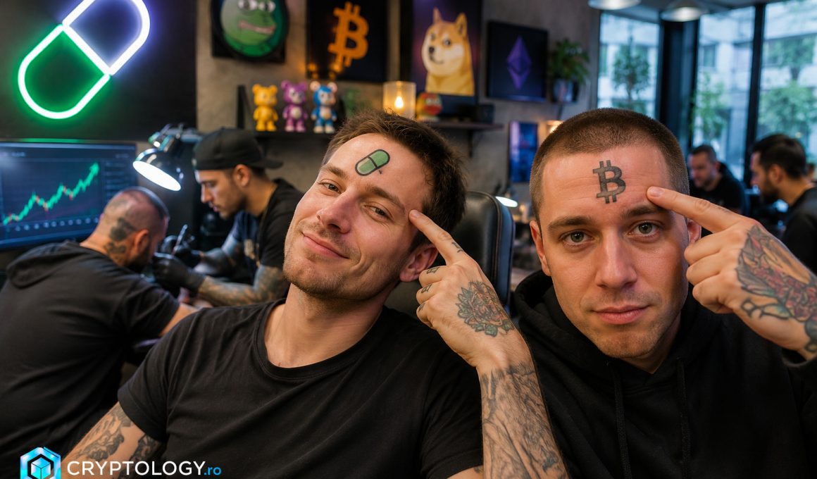 Vânătorii de recompense de pe Pump.fun își tatuează simboluri crypto pe frunte