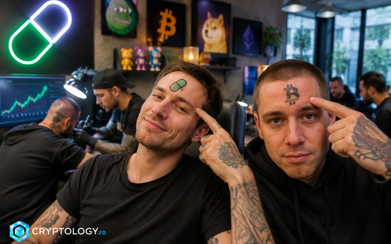 Vânătorii de recompense de pe Pump.fun își tatuează simboluri crypto pe frunte