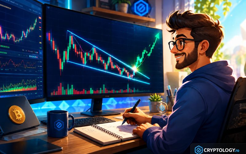 Ce este modelul falling wedge și ce faci când apare pe graficul unei criptomonede